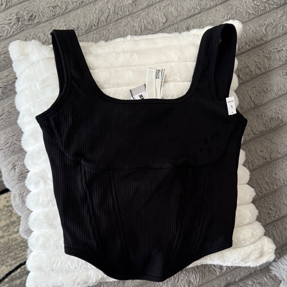 PINK Victoria's Secret Black Ribbed Bodysuit